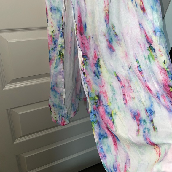 Backless Strappy Maxi Dress with Side Slits and Rainbow Tie Dye Pattern Medium - Picture 4 of 4